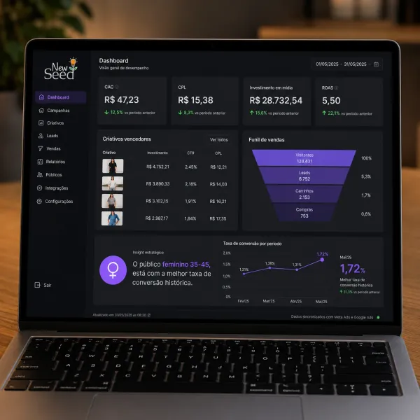 Decisões guiadas por dados, não por achismo — case de sucesso NewSeed, agência de marketing digital Londrina-PR